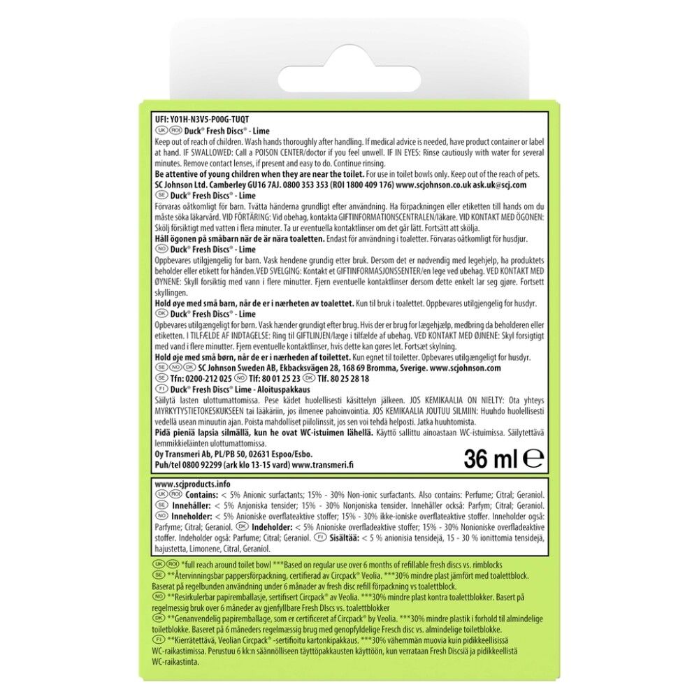 WC-raikastin Duck Fresh Discs Lime 36 ml