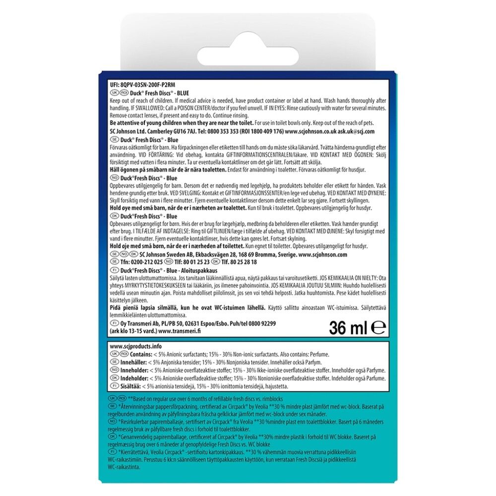 WC-raikastin Duck Fresh Discs Blue 36 ml
