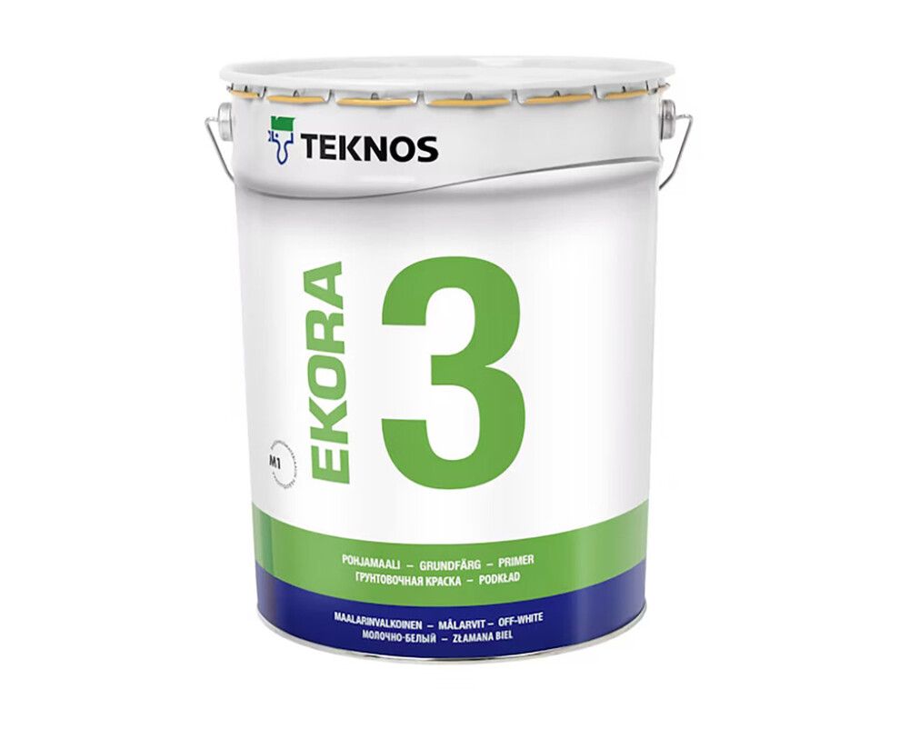 Pohjamaali Teknos Ekora 3 maalarinvalkoinen 18 l