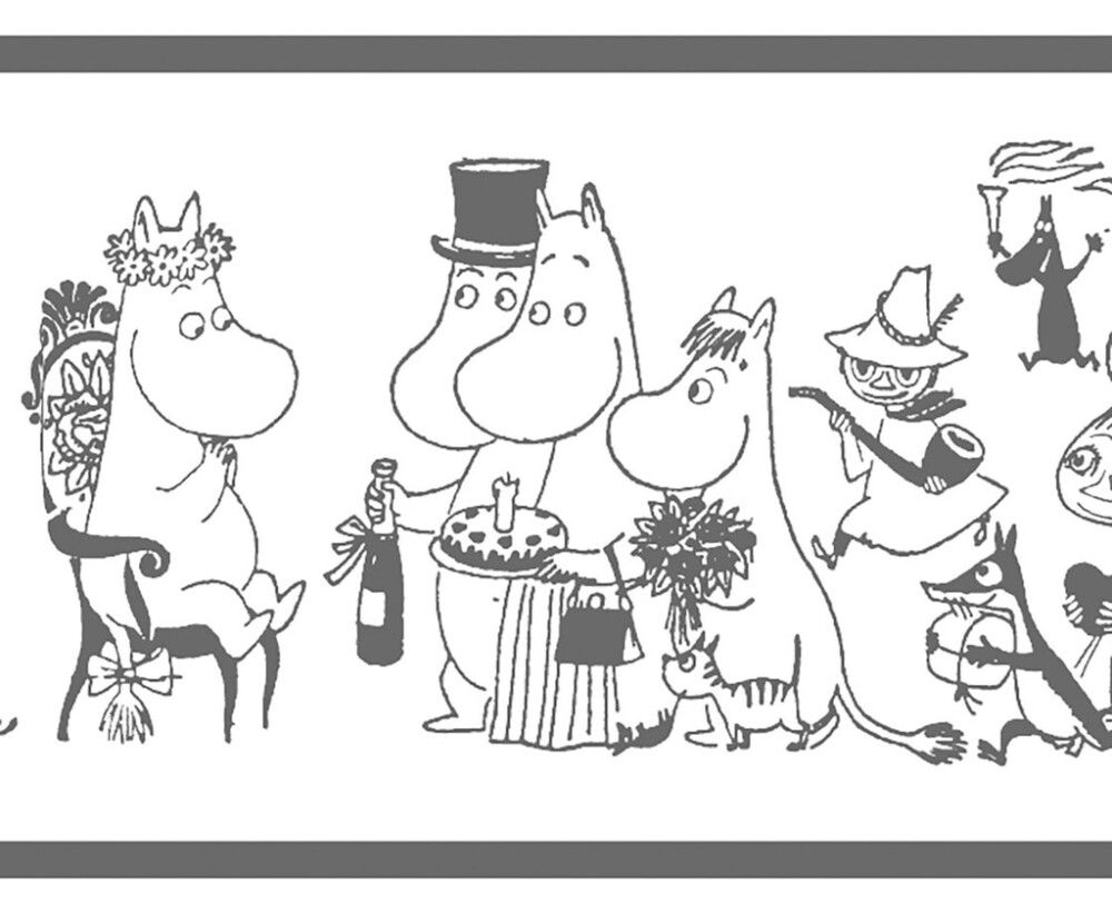 Boordi Sandudd Muumihahmot 10 m x 10,8 cm Musta/Valkoinen