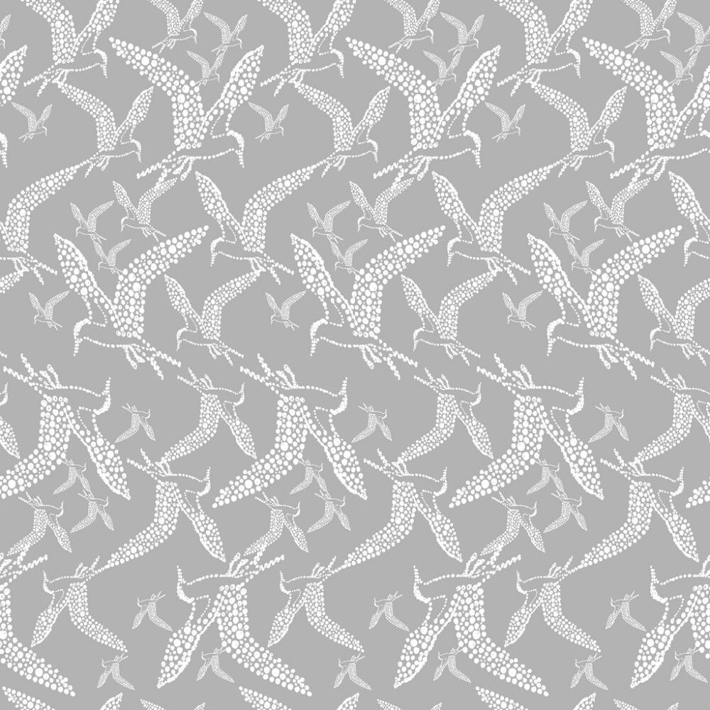 Kuitutapetti Ivana HKI Harmaa/Valkoinen Lintu