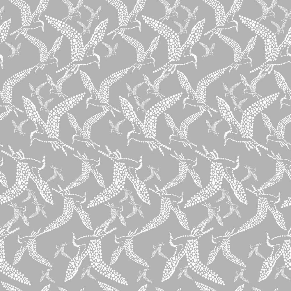Kuitutapetti Ivana HKI Harmaa/Valkoinen Lintu