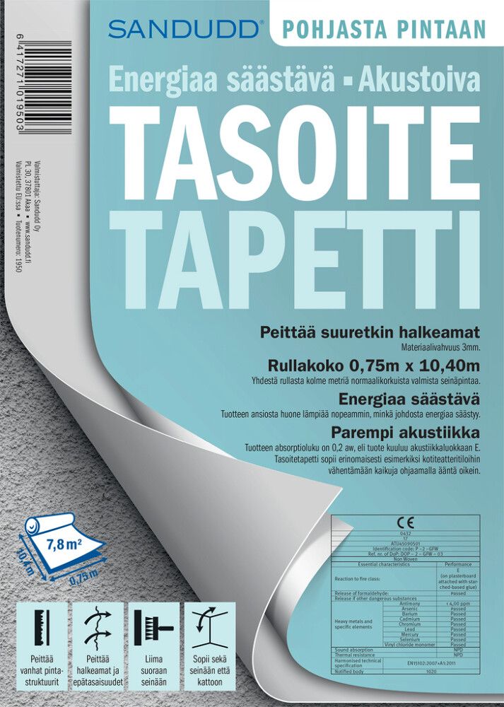 Akustoiva Tasoitetapetti 10,4 x 0,75 m