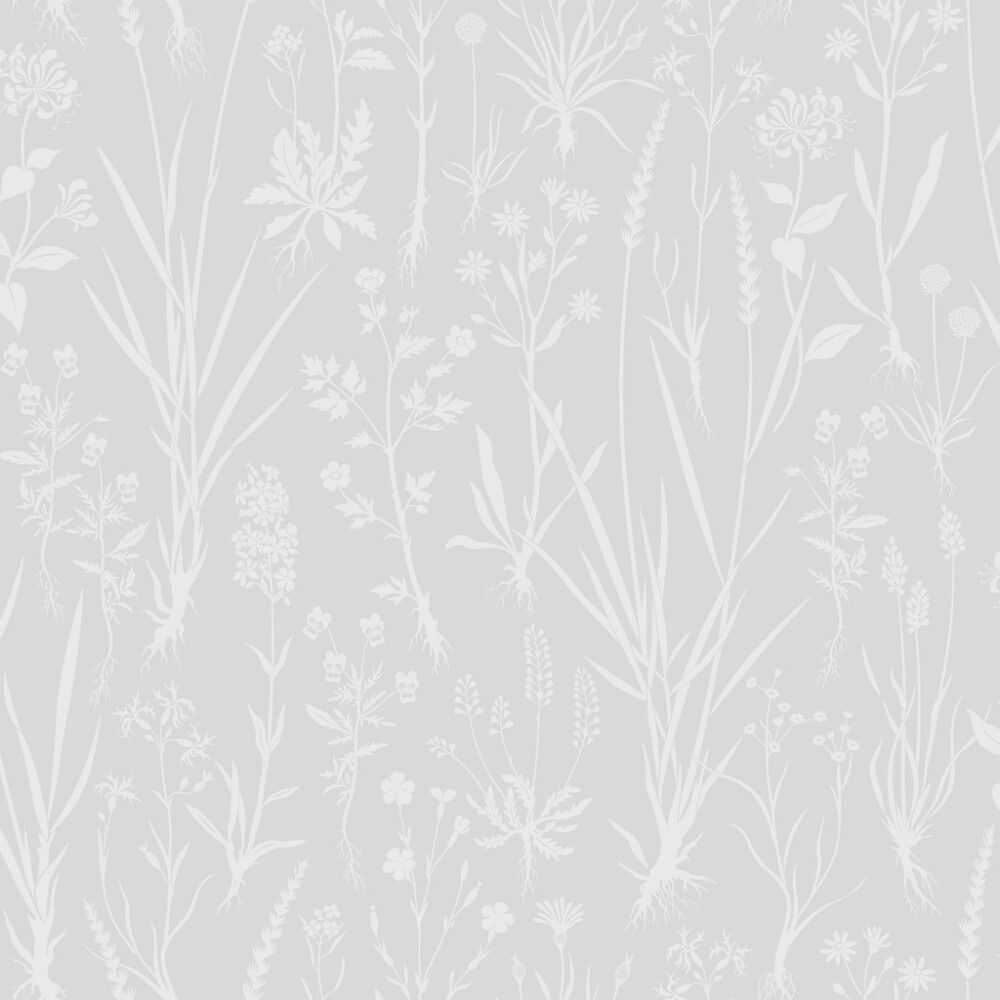 Kuitutapetti Rantaniitty Niitty Harmaa-valkoinen