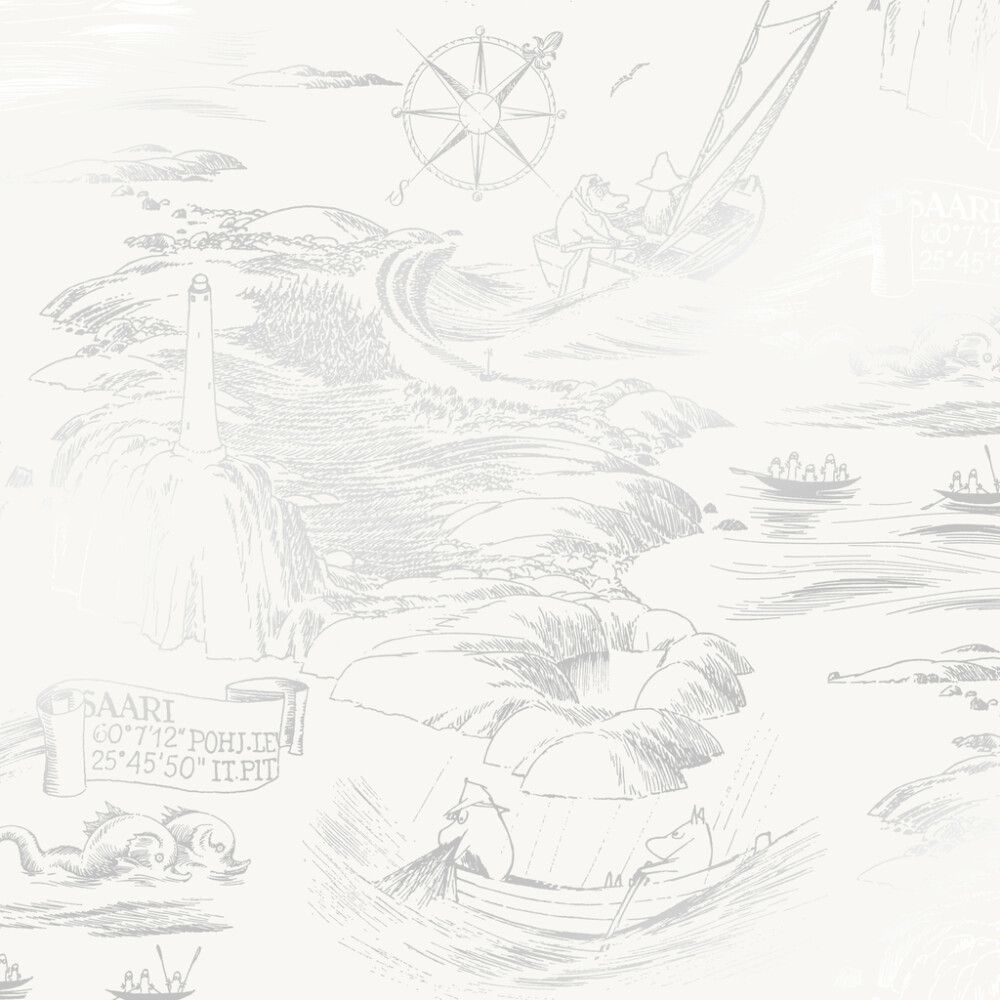 Kuitutapetti Moomin Meri Valko-harmaa