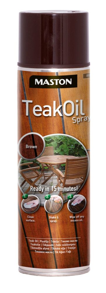 Teak Oil Spray Maston 500 ml Ruskea