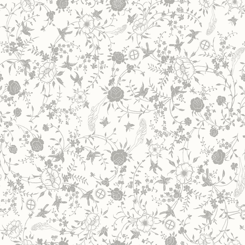 Kuitutapetti Ivana HKI Valkoinen/Harmaa Kukka