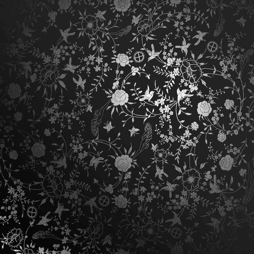 Kuitutapetti Ivana HKI Musta/Hopea Kukka