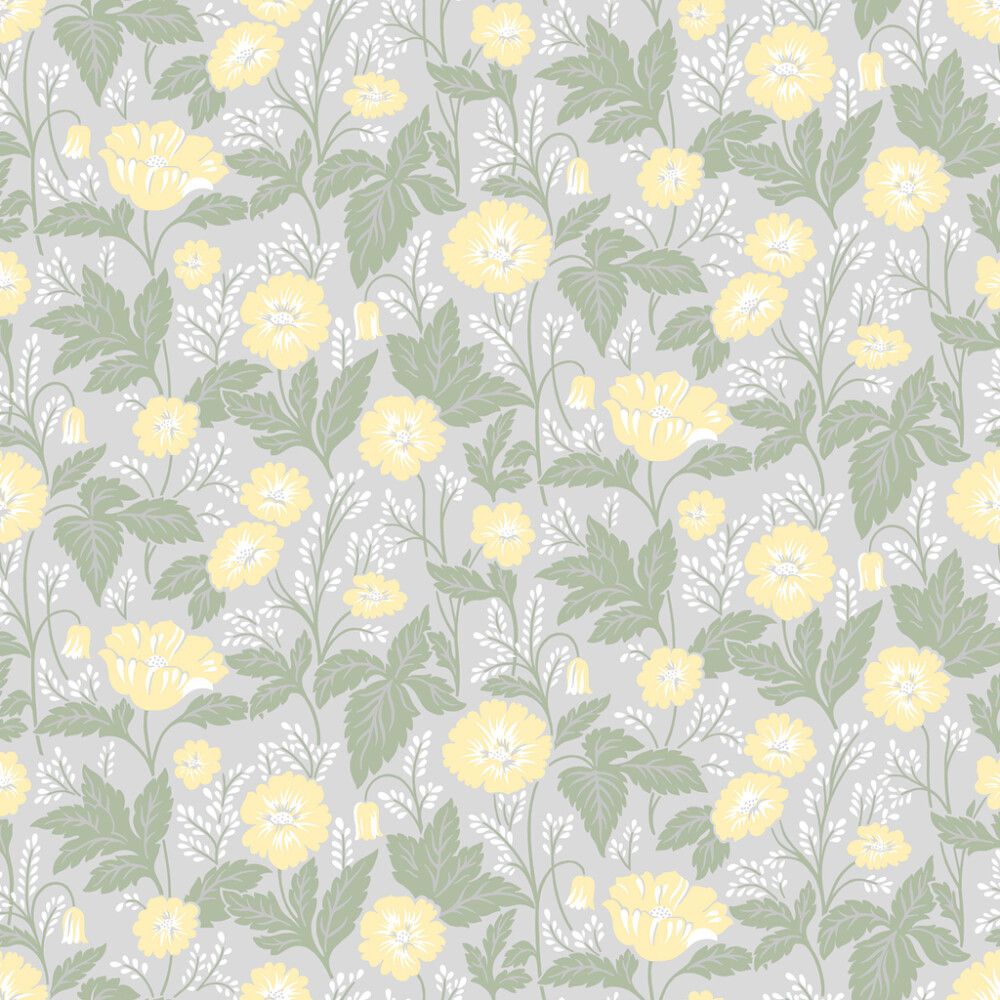 Kuitutapetti Belle harmaa/keltainen kukka