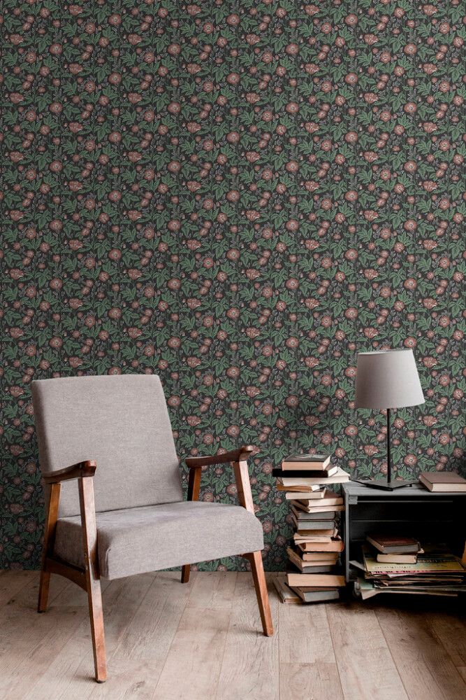 Kuitutapetti Belle Tumma/punainen kukka