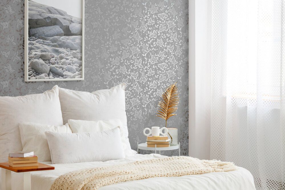 Kuitutapetti Rantaniitty Harmaa/hopea