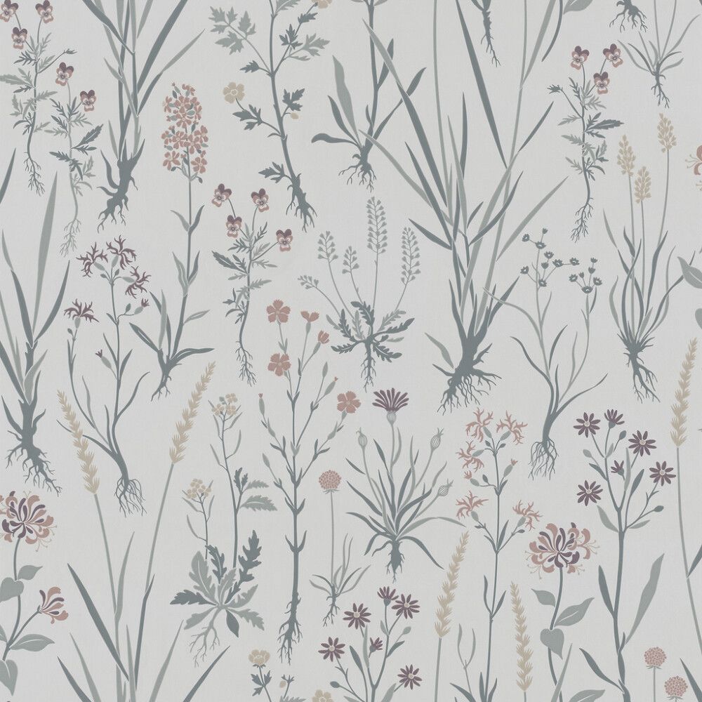 Kuitutapetti Rantaniitty Harmaa/tummat kasvit