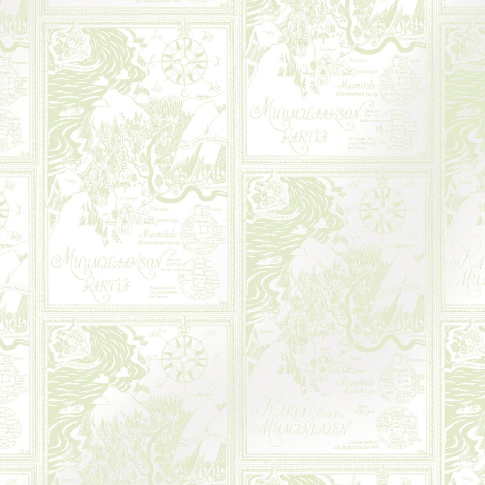 Kuitutapetti Muumi Valkopohjainen kartta