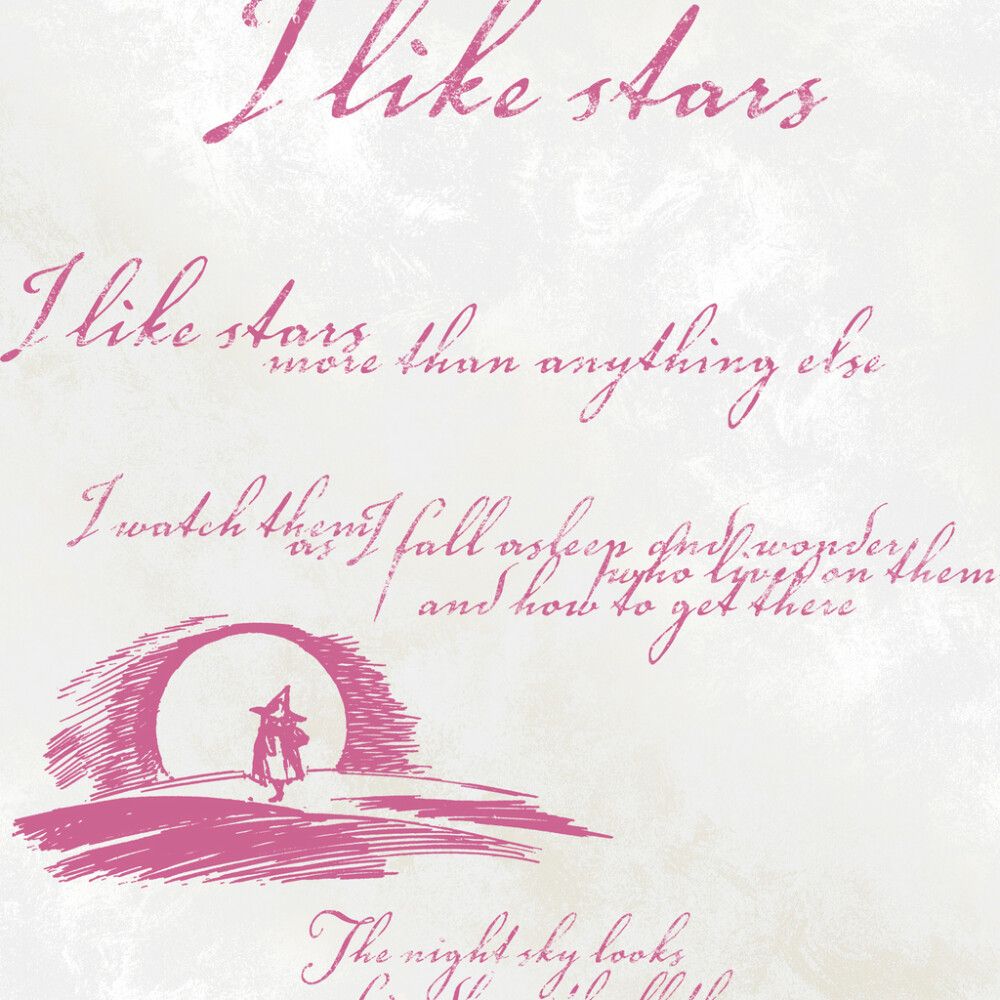 Kuitutapetti Muumi vaalea pohja punainen teksti