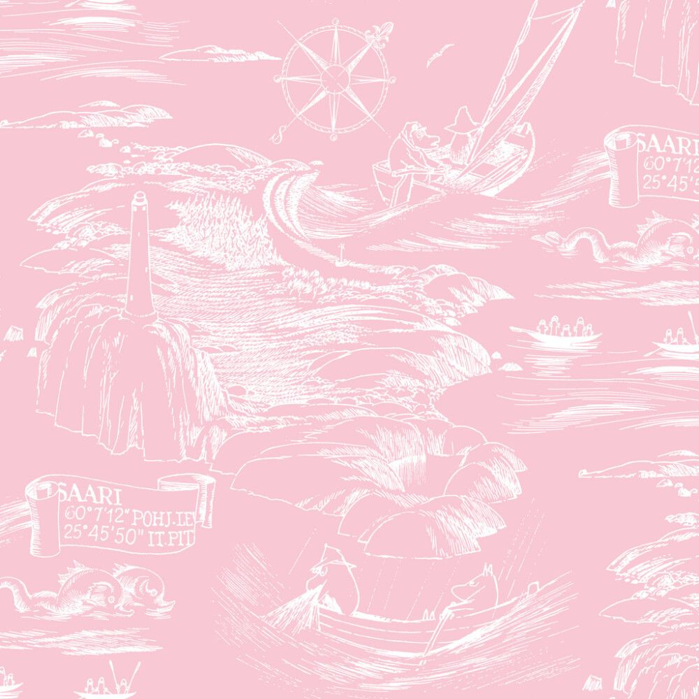 Kuitutapetti Muumi merihenkinen vanavalkoinen