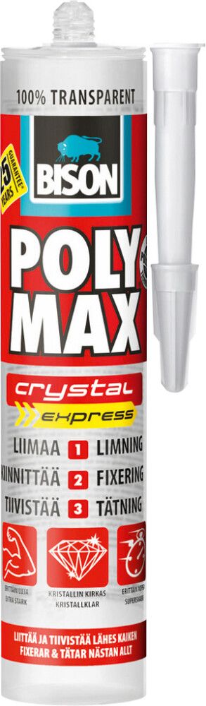 Liima- ja tiivistysmassa Bison Polymax Crystal Express 300 g