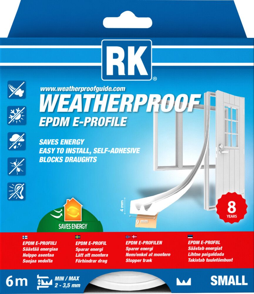 Ikkuna- ja ovitiiviste RK E-profiili Valkoinen 6 m