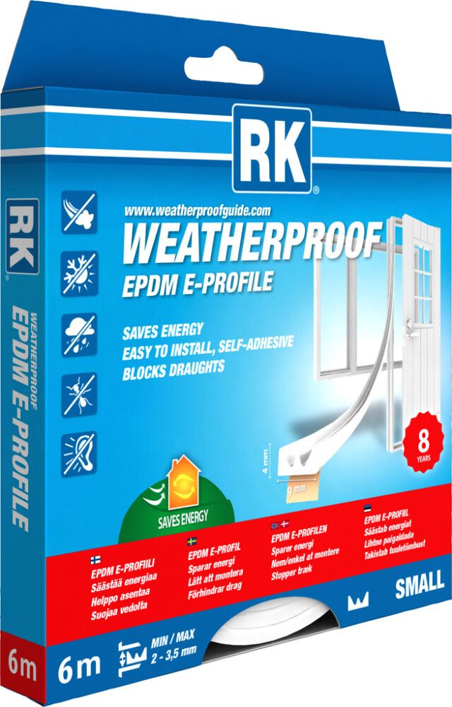 Ikkuna- ja ovitiiviste RK E-profiili Valkoinen 6 m