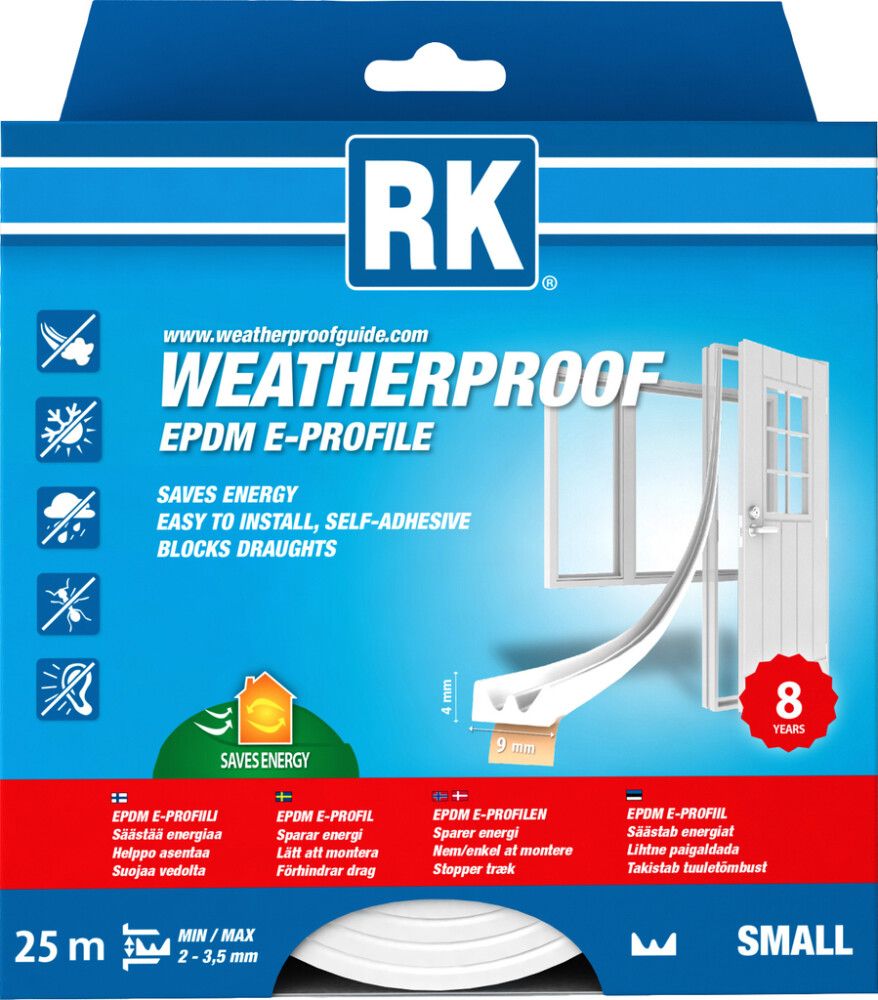 Ikkuna- ja ovitiiviste RK E-profiili Valkoinen 25 m