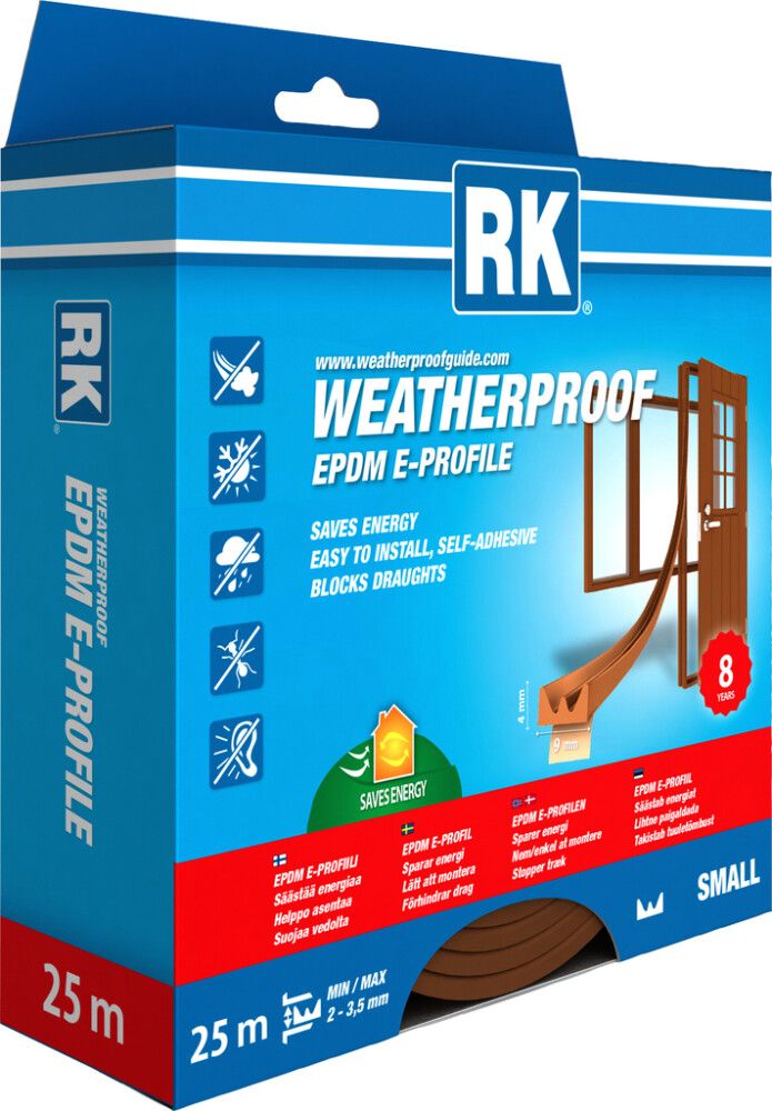 Ikkuna- ja ovitiiviste RK E-profiili Ruskea 25 m