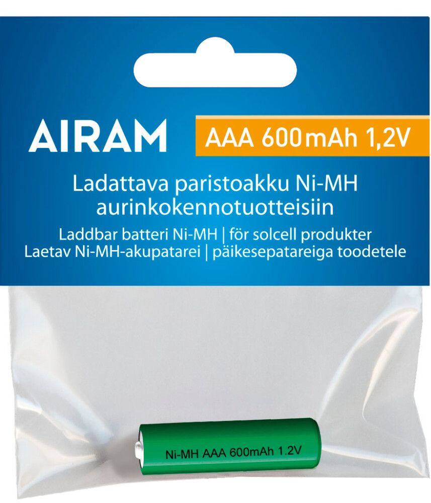 Ladattava paristoakku Airam AAA 600 mAh 1,2V