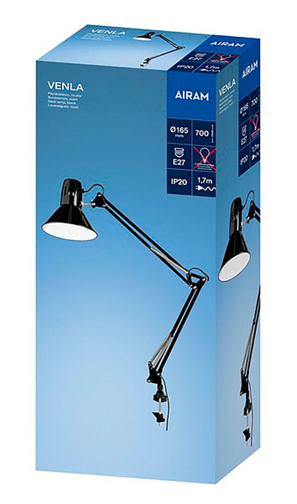 Pöytävalaisin Airam Venla musta 70 cm