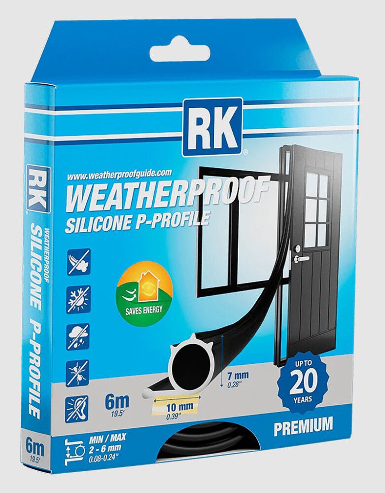 Ikkuna- ja ovitiiviste RK musta 7 mm x 6 m