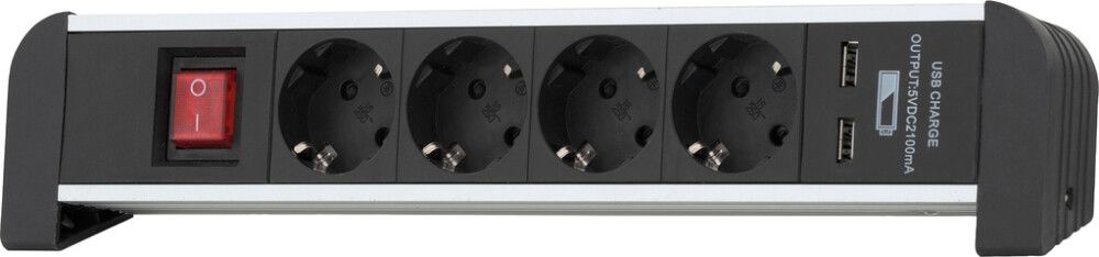 Rasialista Airam Tabletop 4-os + 2 USB Musta