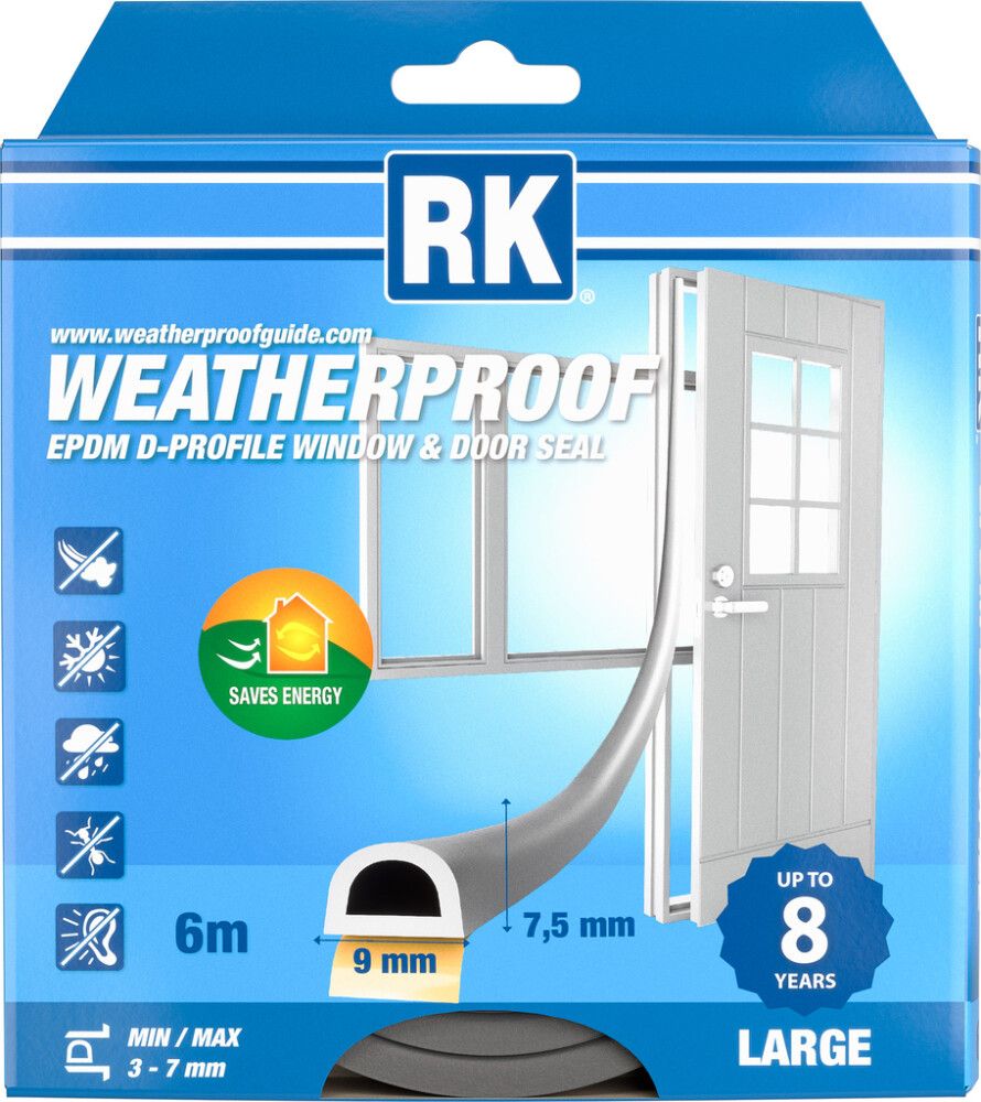 Ikkuna- ja ovitiiviste RK D-profiili harmaa 6 m