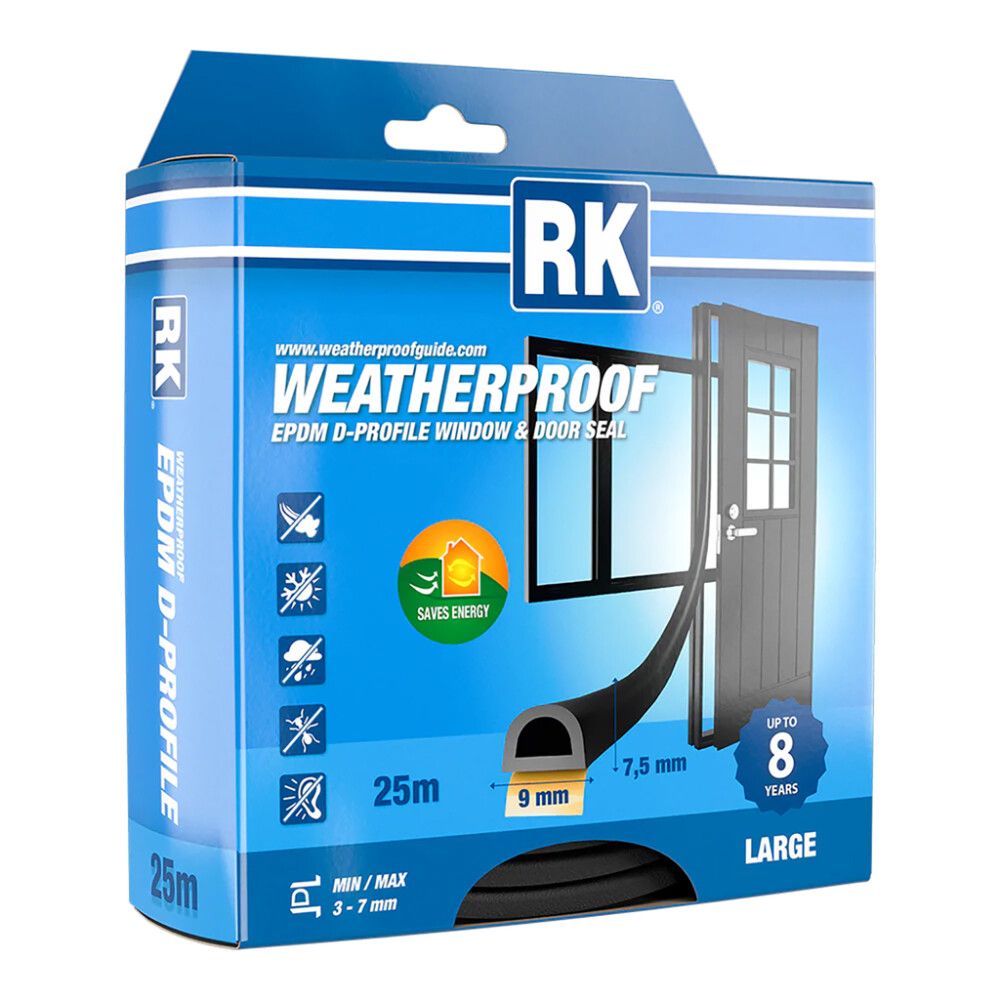 Ikkuna- ja ovitiiviste RK D-profiili musta 25 m