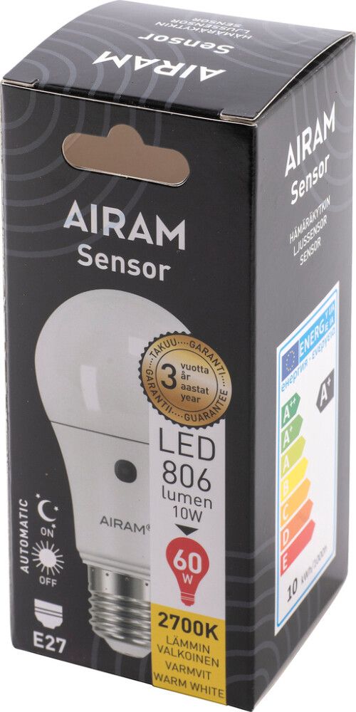 Vakiolamppu Airam LED 8,5 W E27 Sensorilla