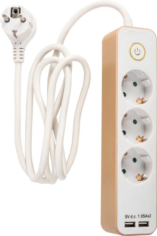 Jatkojohto Airam Bene 1,5 m 3-os+USB