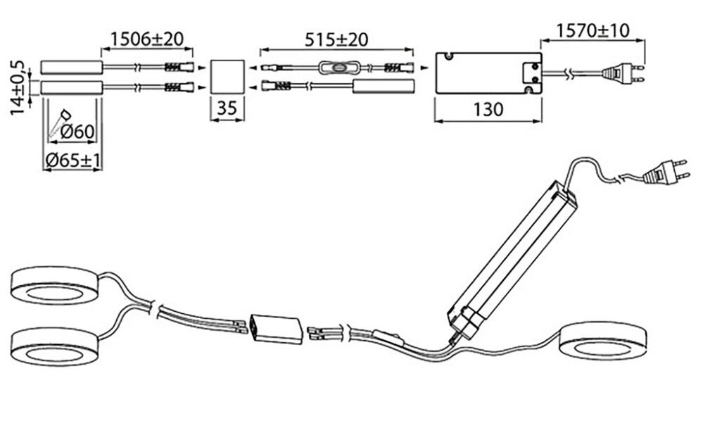 LED-alasvalo Airam Auri Valkoinen 3 W 3 kpl