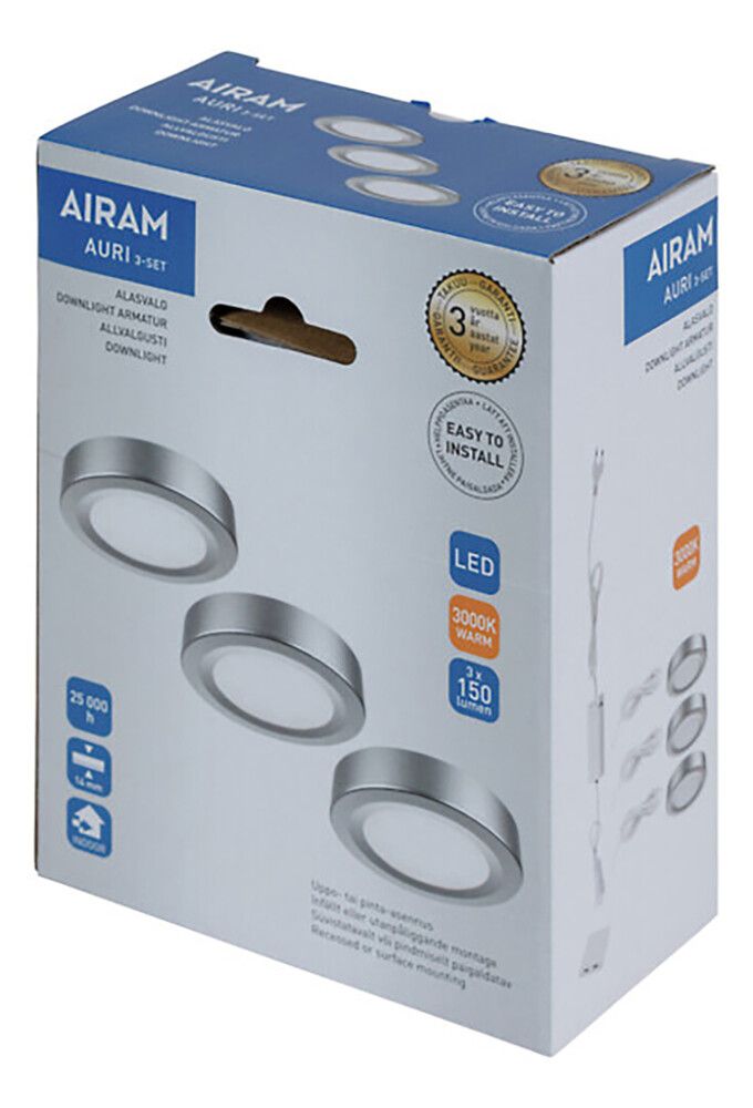 LED-alasvalo Airam Hopea Auri 3-SET 3W/830 110D