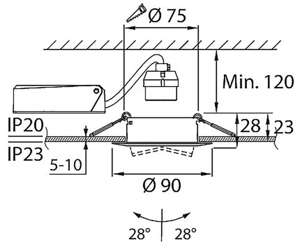 LED-alasvalo Airam Lucca II GU10 IP23 valkoinen