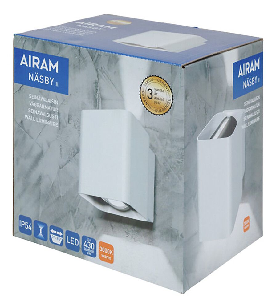 Seinävalaisin Airam Näsby Double Valkoinen IP54 14W/830