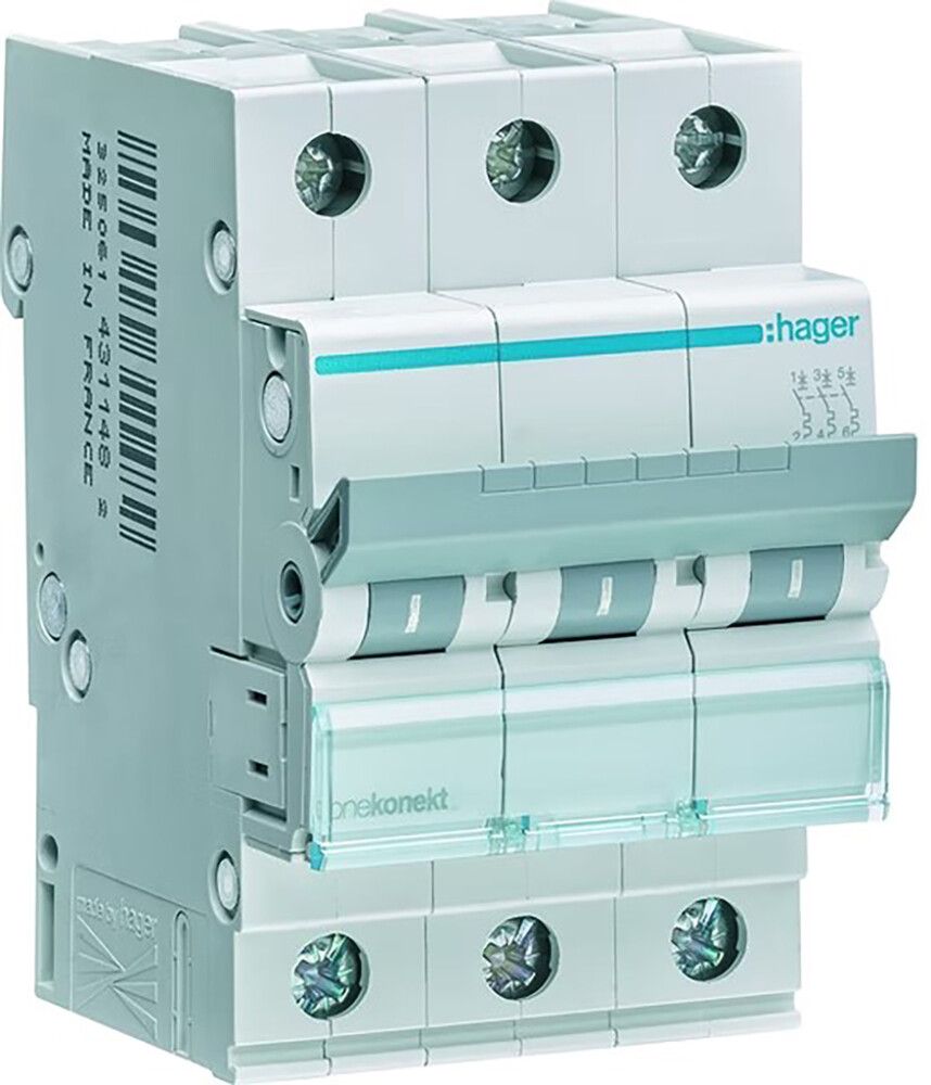 Johdonsuojakatkaisija Hager MCN316E 3-nap 3x16A C-käyrä 6kA