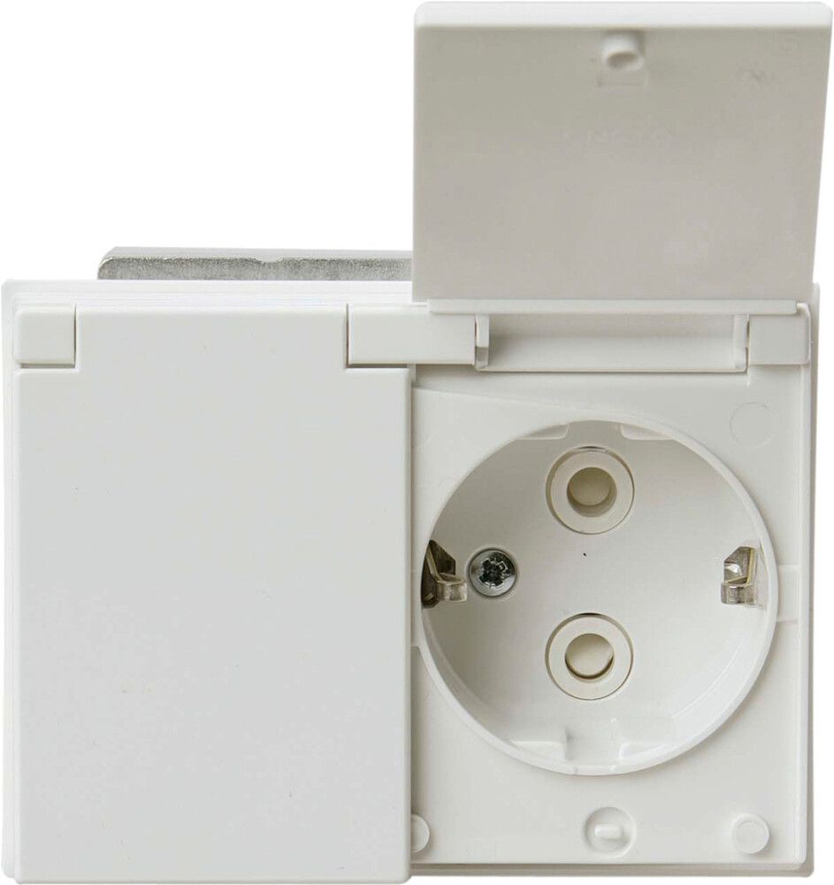 Pistorasia ABB 2-os läppäkannella valkoinen IP44