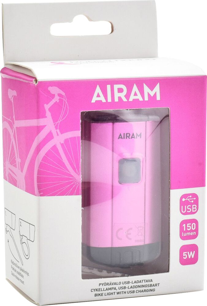 Ladattava pyörävalo Airam Roosa Nauha