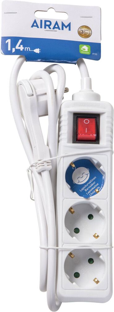 Jatkojohto Airam valkoinen 1,4 m 3-os