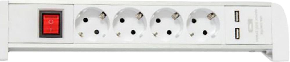 Rasialista Airam Tabletop 4-os + 2 USB Valkoinen