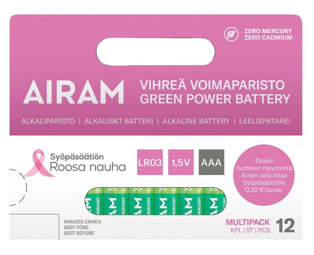 Voimaparisto Airam Roosa Nauha LR03 AAA