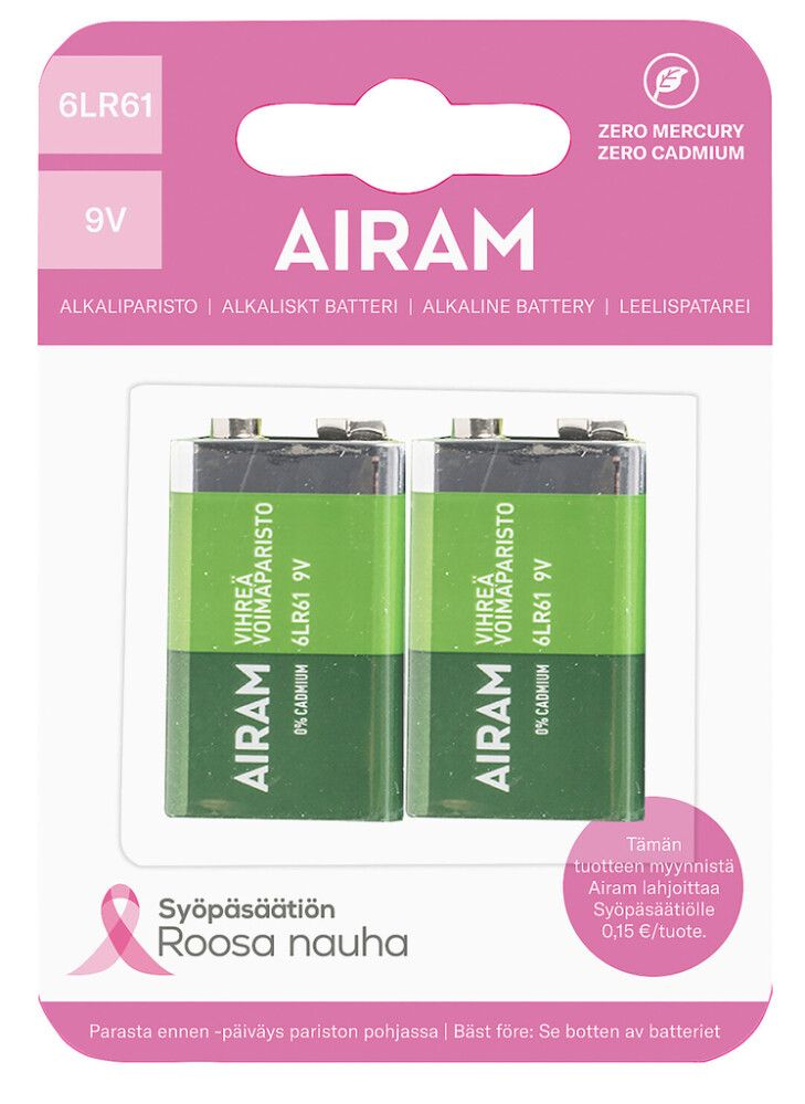 Voimaparisto Airam Roosa Nauha 6LR61 9V