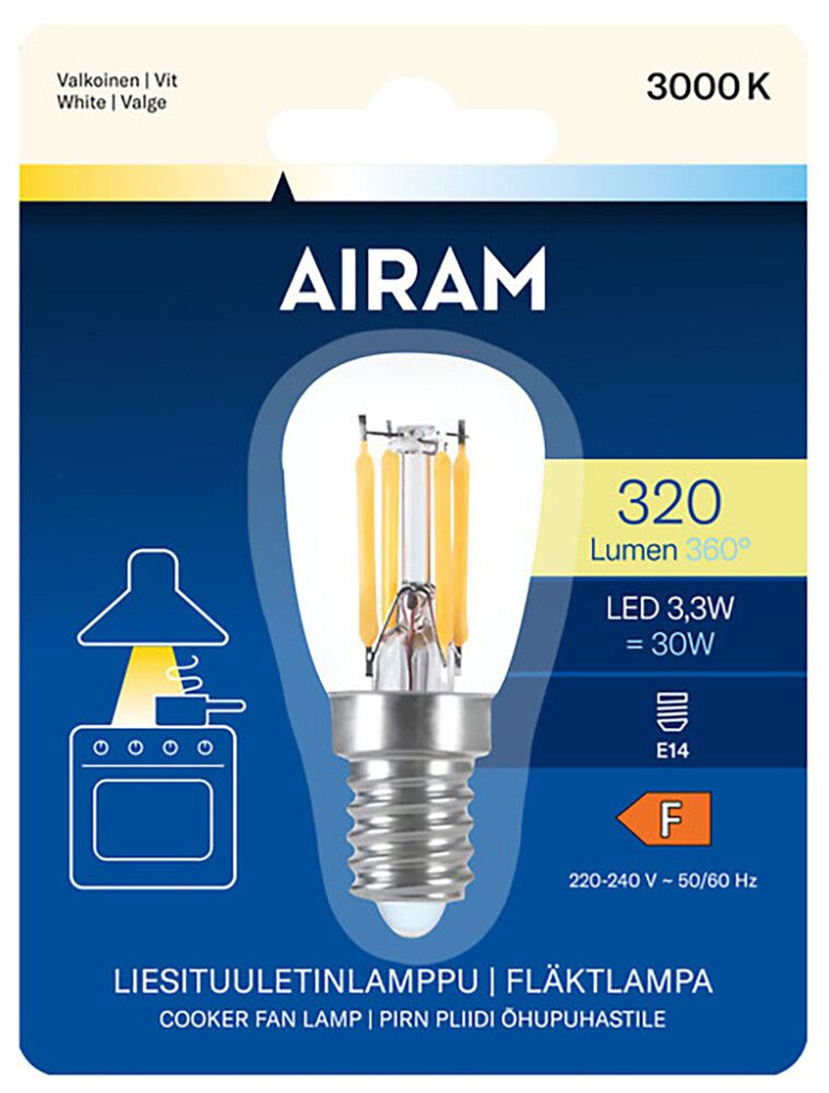 LED-liesituuletinlamppu Airam E14 3,3W 3000K