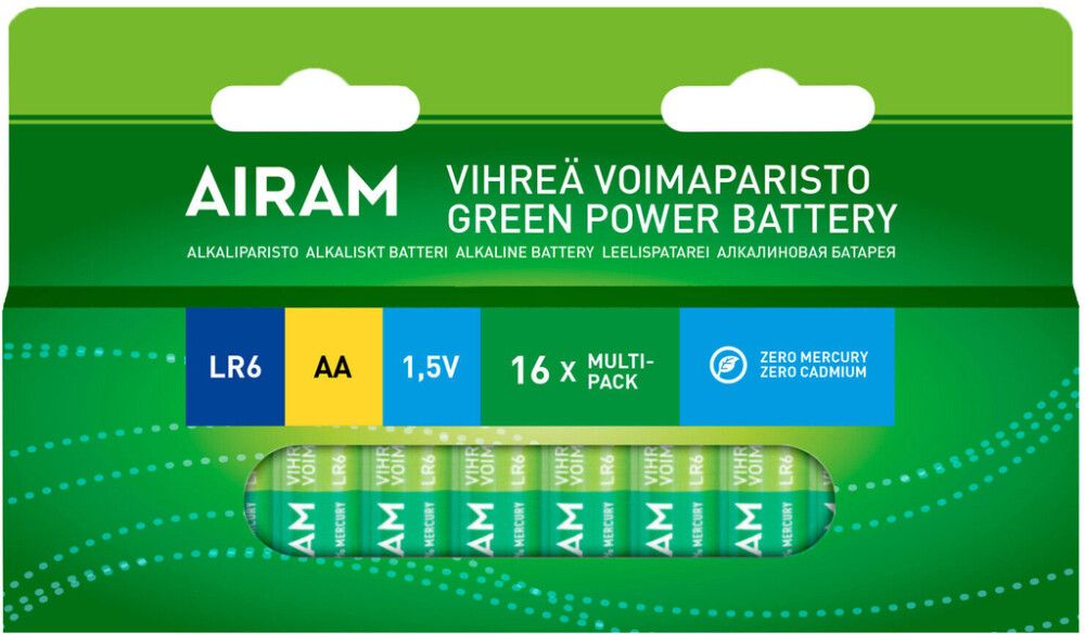 Vihreä voimaparisto Airam LR6 AA 16 kpl