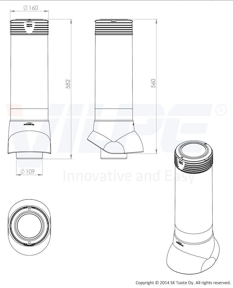 Tuuletusputki Vilpe Eristetty Punainen 110P ER 500