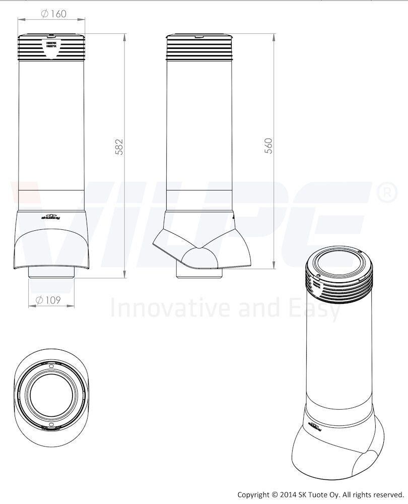 Tuuletusputki Vilpe Eristetty 110 Harmaa