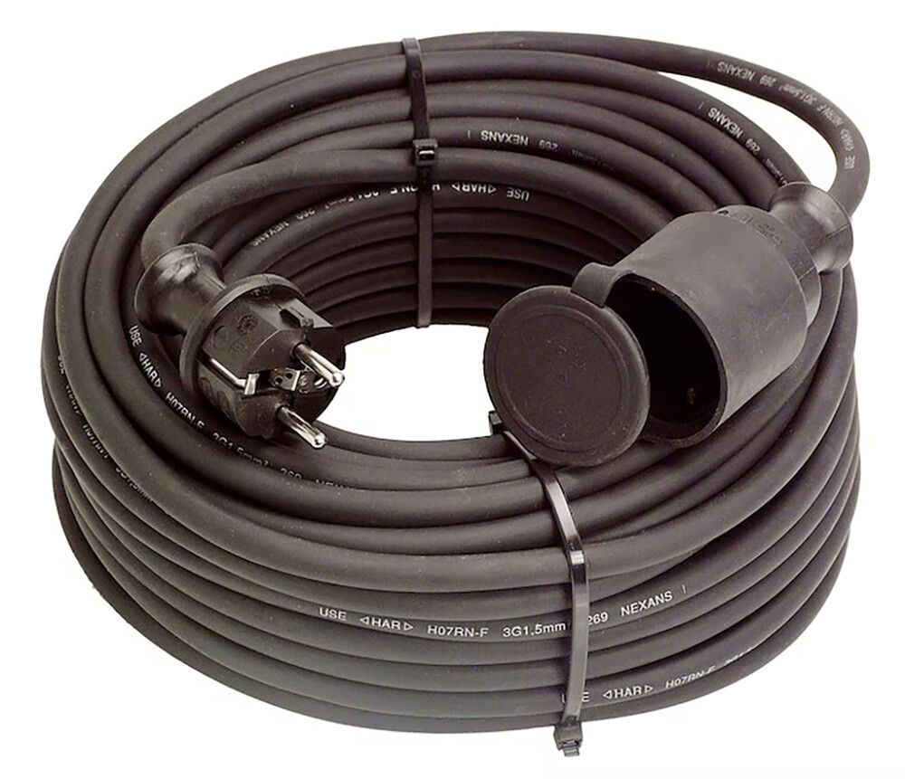 Jatkojohto Opal 1-os IP44 Musta 20 m