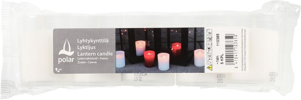 Lyhtykynttilä valkoinen 5 kpl