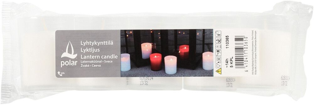 Lyhtykynttilä valkoinen 5 kpl